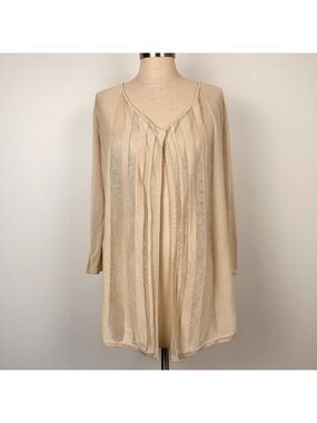 Les Collections Mat Womens Lightweight Open Knit Cardigan Size Medium Beige New
